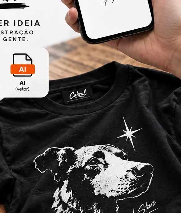 Arte aplicada em camiseta preta personalizada
